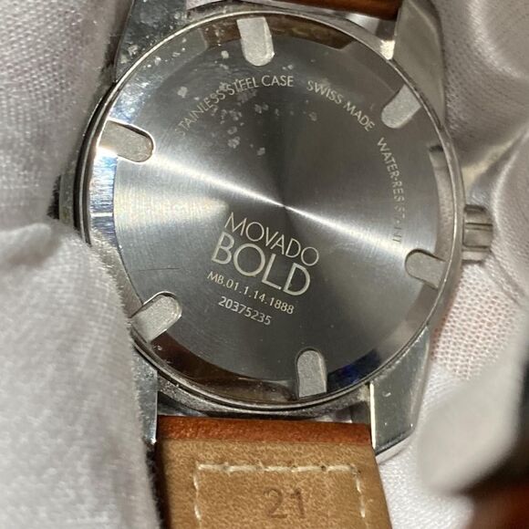 Movado BOLD Verso 20375235 Brown Leather Strap Quartz Analog Dial Men Wristwatch main image 7